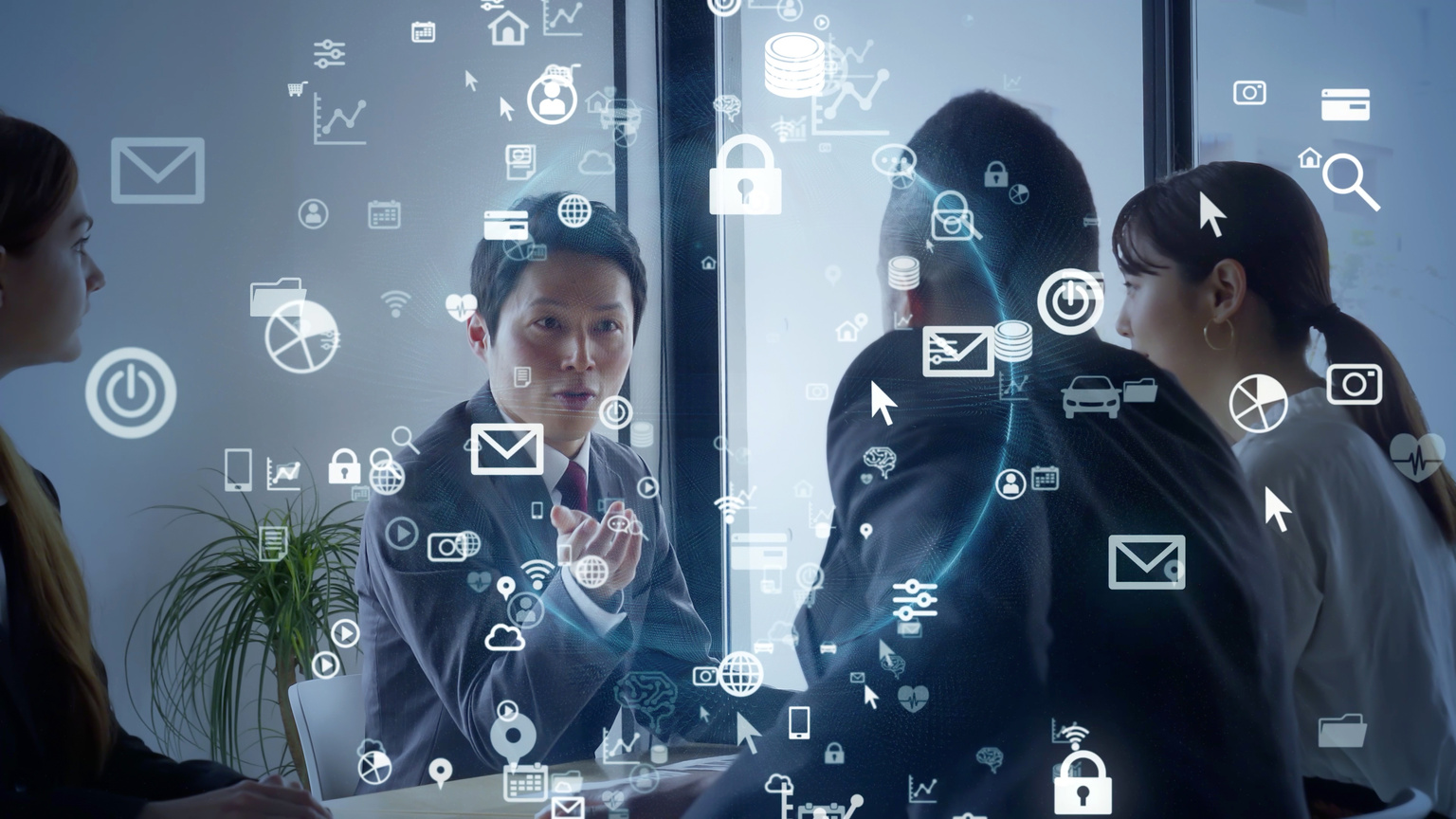 Business communication network concept. Software as a service. Digital transformation.